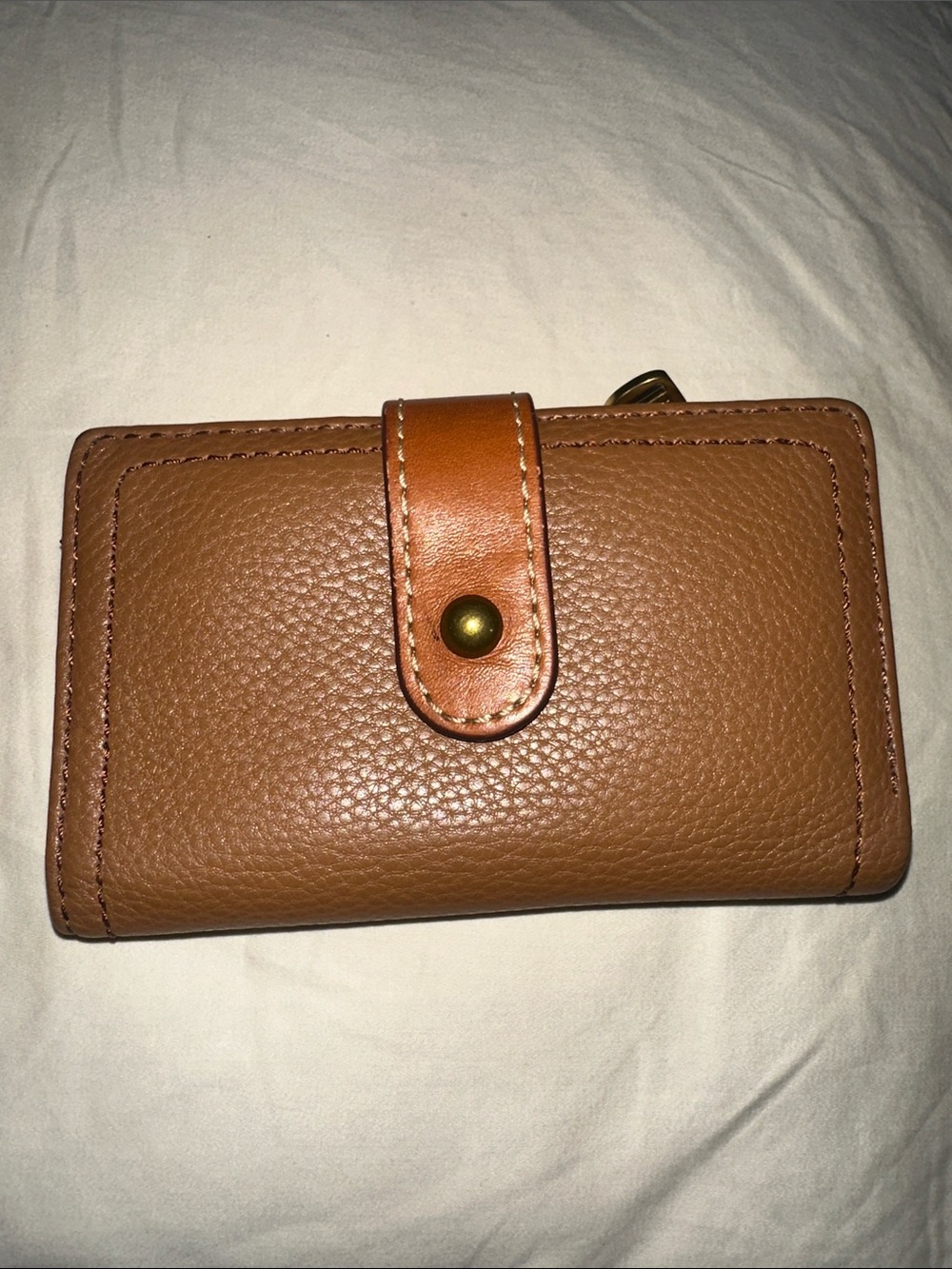 Brown Leather Snap Wallet smooth button closure 
8-10 condition